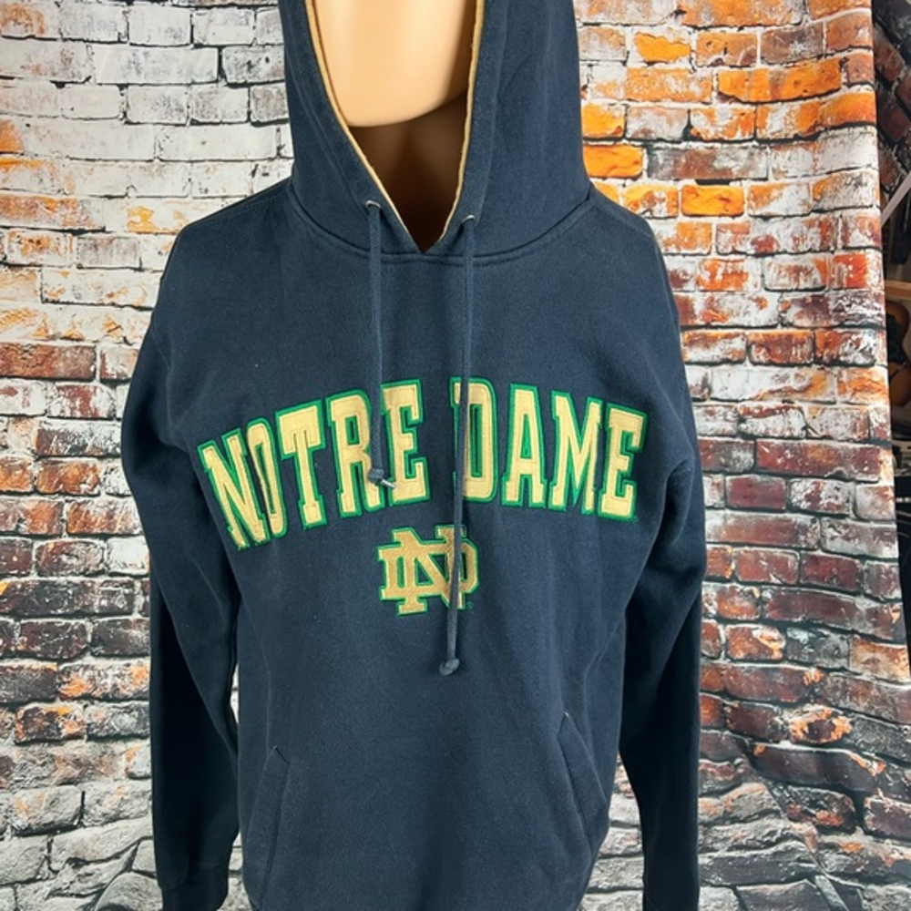 Univ Of Notre Dame Fighting Irish Blue/Gold Embroidered‎ Hoodie S